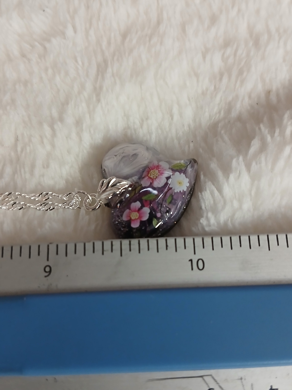 Pink Floral Heart Pendant Necklace - Picture 5 of 6